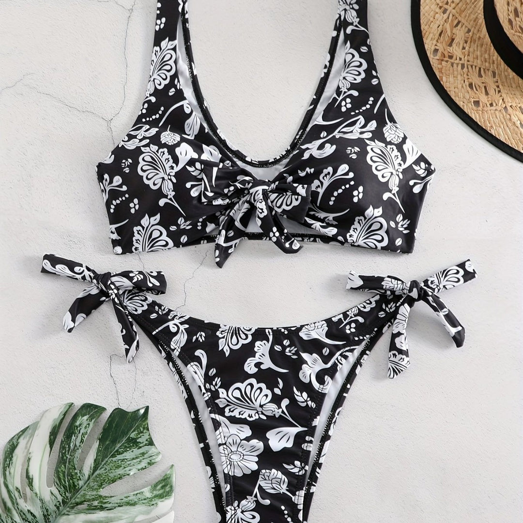 Damen Triangel-Bikini mit verspieltem Knoten-Detail Drune