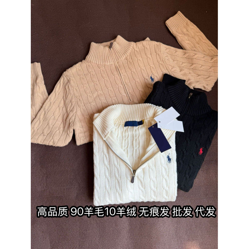 Damen Strickpullover mit Stehkragen Drune