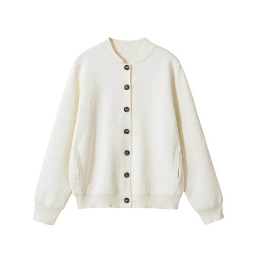 Damen Boxy-Strickjacke mit Knopfverschluss und Rippbündchen Drune