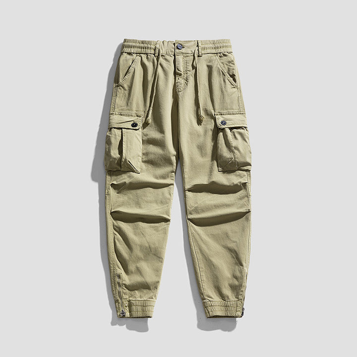 Herren Twill-Cargo-Jogger mit elastischem Komfortbund, Mehrfachklapptaschen und Reißverschluss-Knöchel Drune