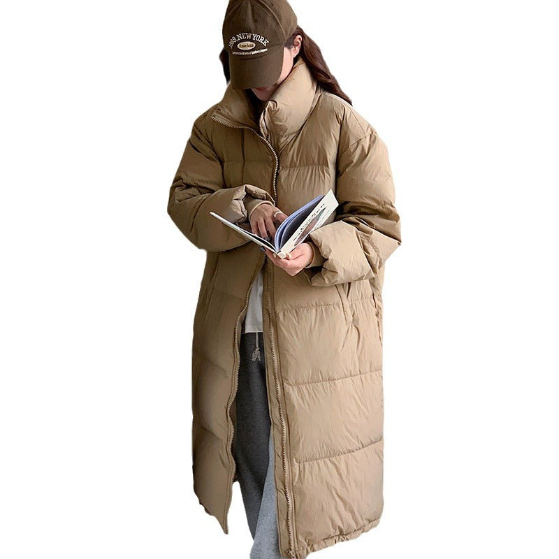 Damen Lange Pufferjacke mit Kapuze und voluminösem Schnitt Drune