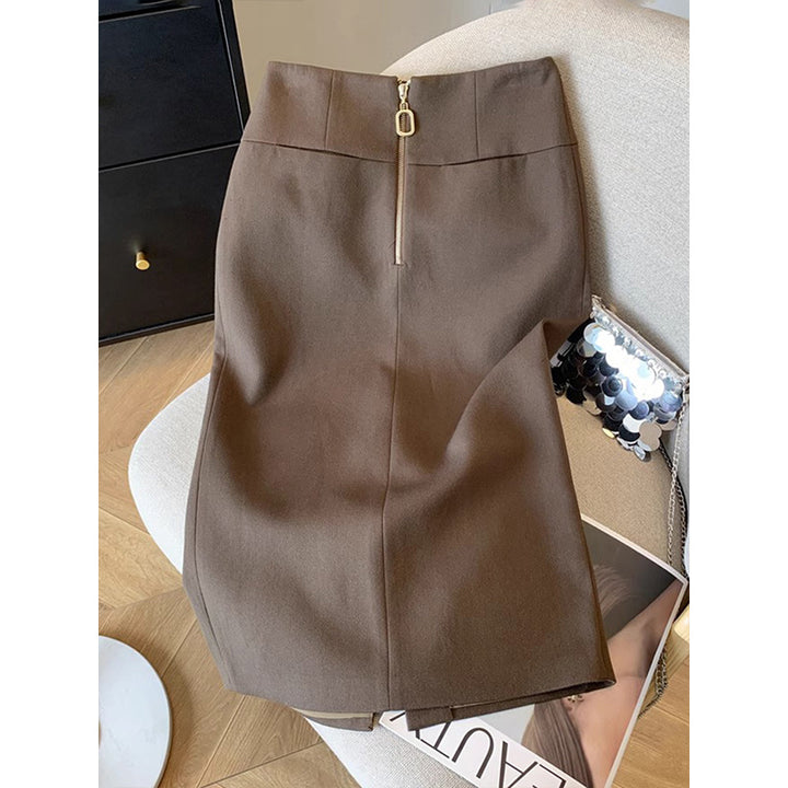 Damen Eleganter Bleistiftrock mit Reißverschluss Drune
