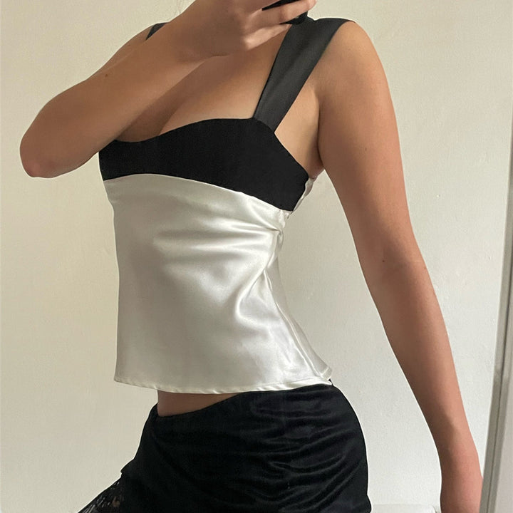 Damen stilvolles Oberteil mit einzigartigem Schnitt und eleganten Trägern Drune