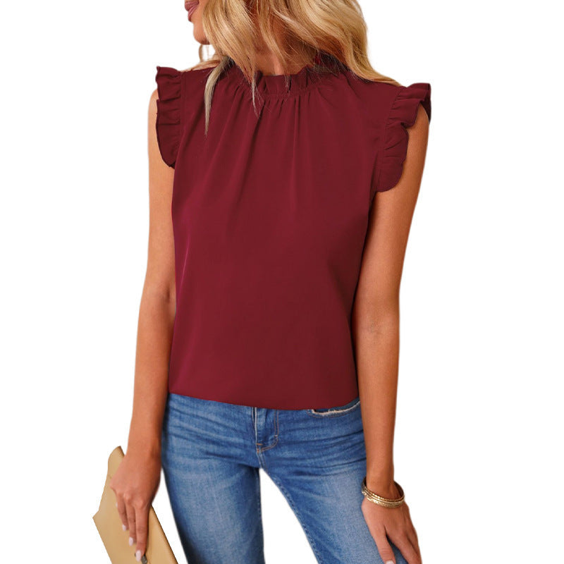 Damen Elegante Bluse mit Rüschendetails Drune