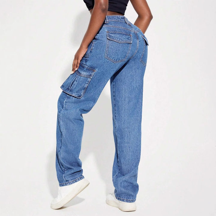 Damen Cargo-Jeans mit hohem Bund und praktischen Taschen Drune