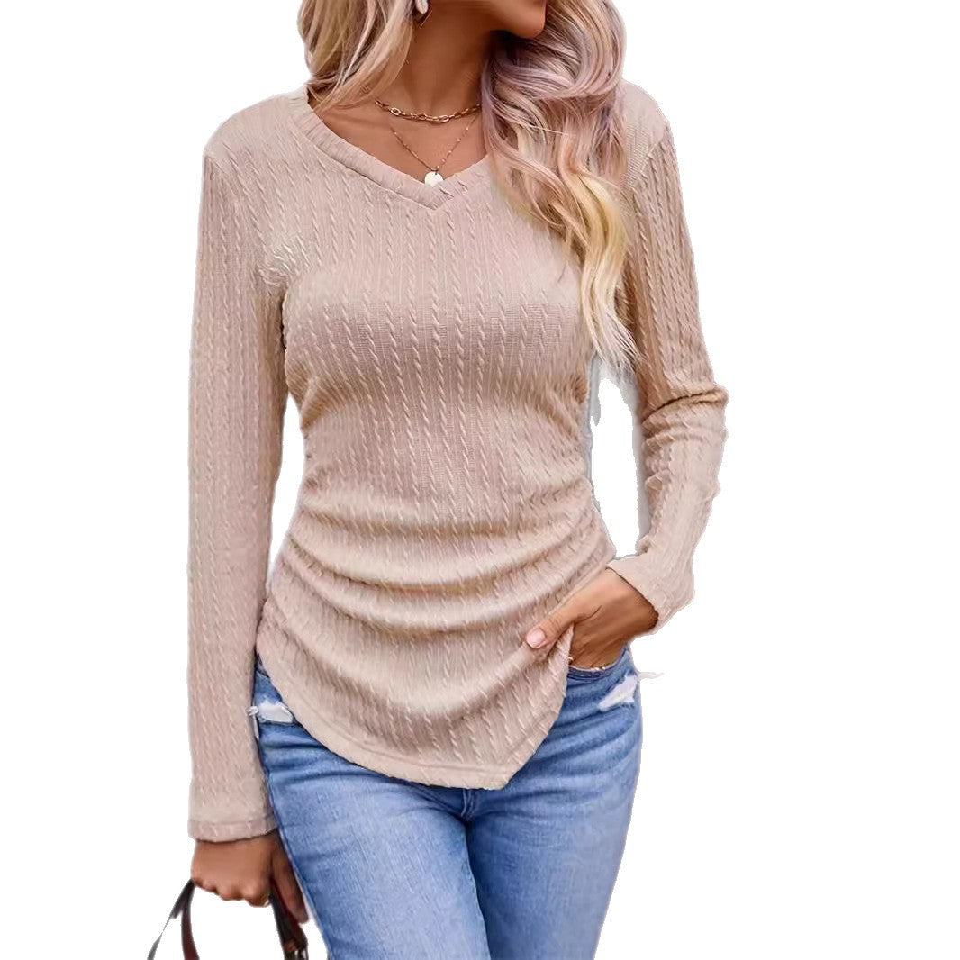 Damen Langarmshirt mit hochwertiger Struktur und V-Ausschnitt Drune
