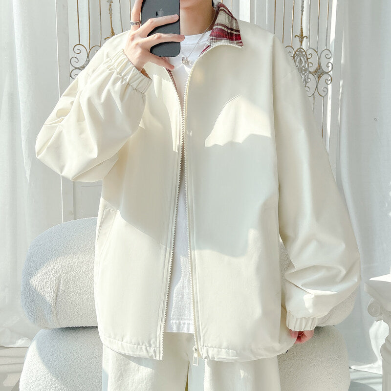 Unisex Trendige Übergangsjacke mit hohem Kragen und lässigem Schnitt Drune