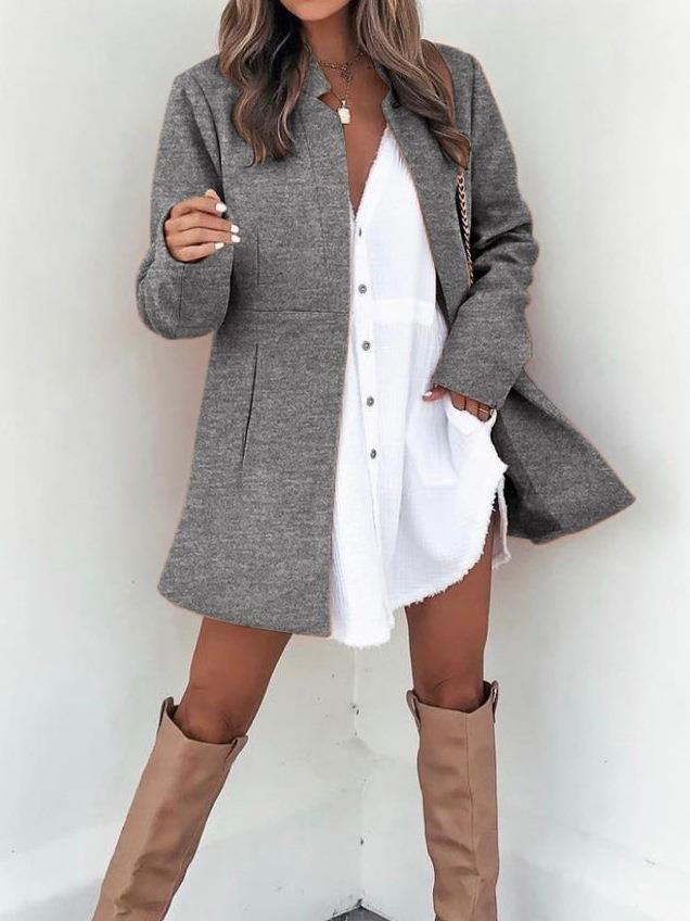 Damen Longline Blazermantel mit taillierter Teilungsnaht und cleanem V‑Ausschnitt Drune