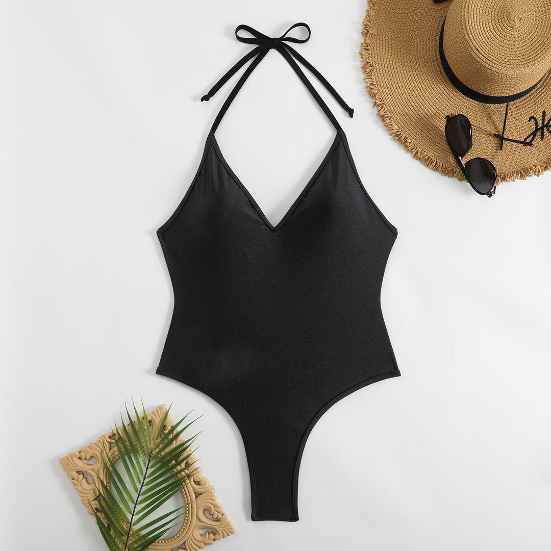 Damen Einteiler Badeanzug mit süßem Rückenschnürung Drune