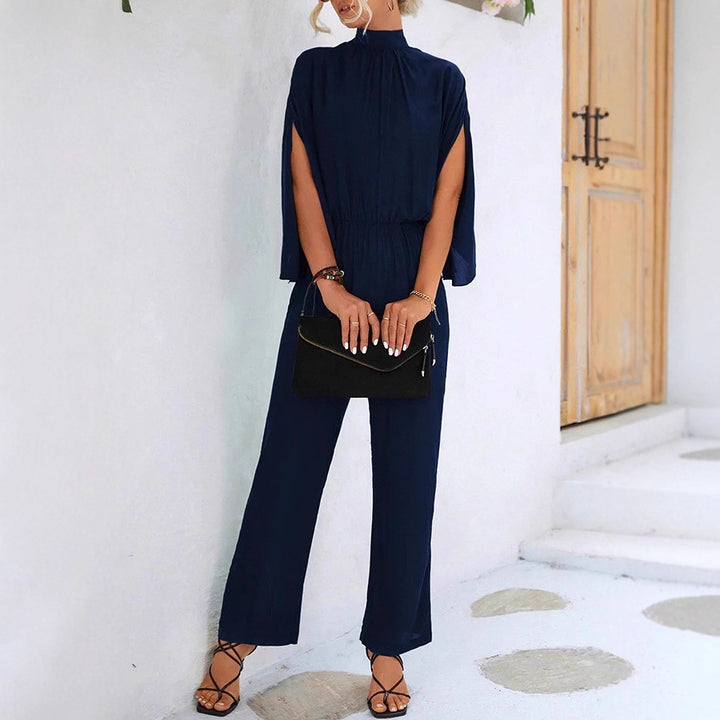 Damen eleganter Jumpsuit mit weitem Bein und Chiffon-Ärmeln Drune