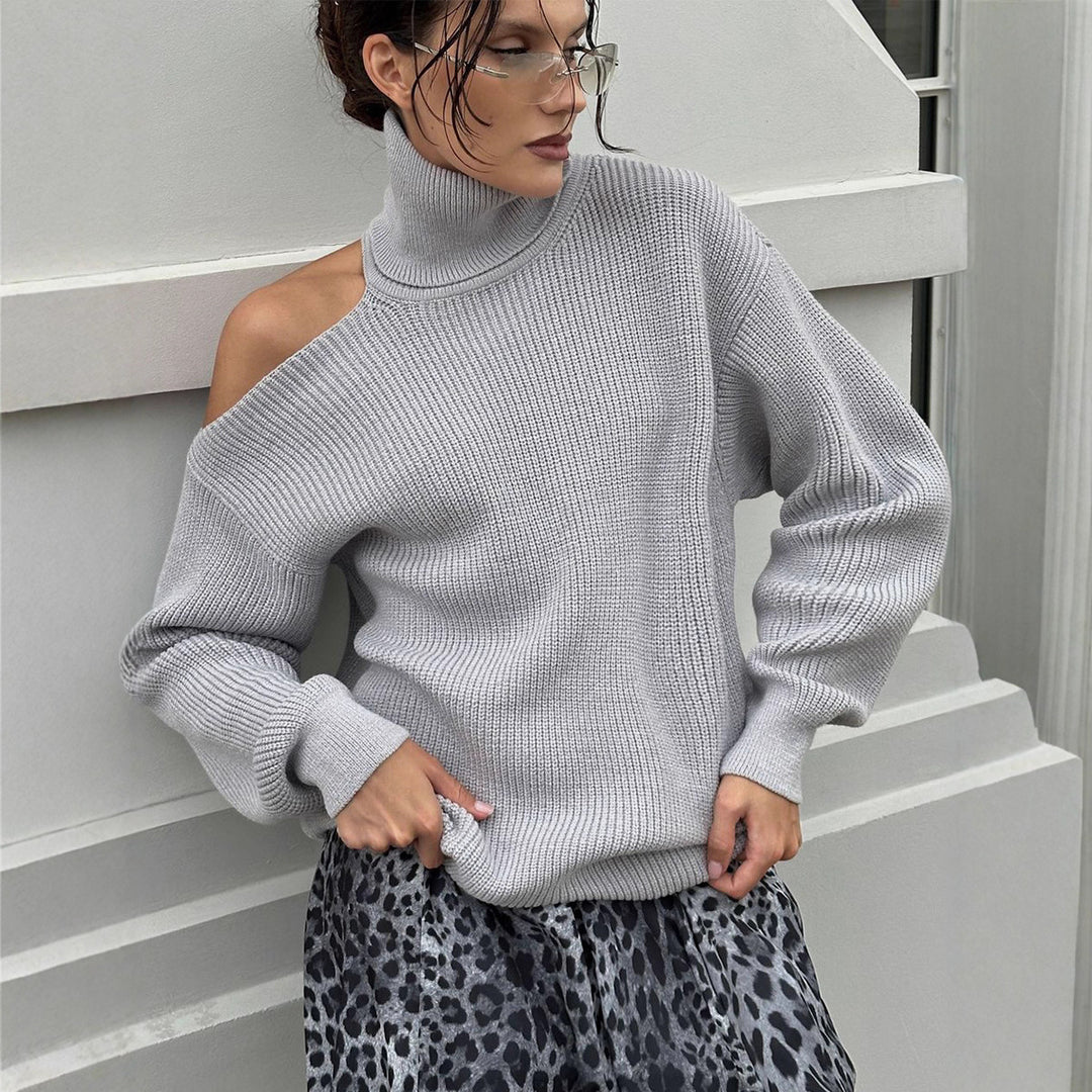 Damen Modischer Rollkragenpullover mit lässigem Schnitt Drune
