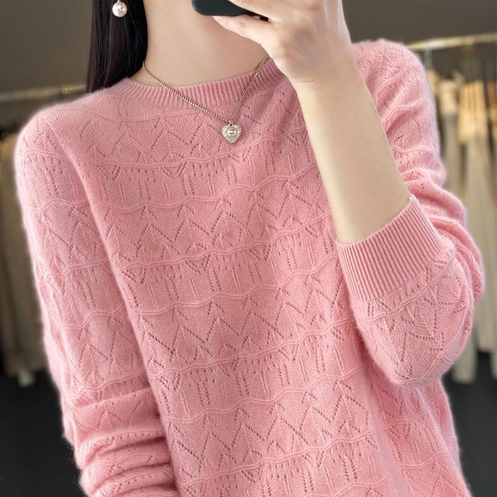 Damen Kuscheliger Feinstrickpullover mit Ajour-Diamantmuster und weiter Passform Drune