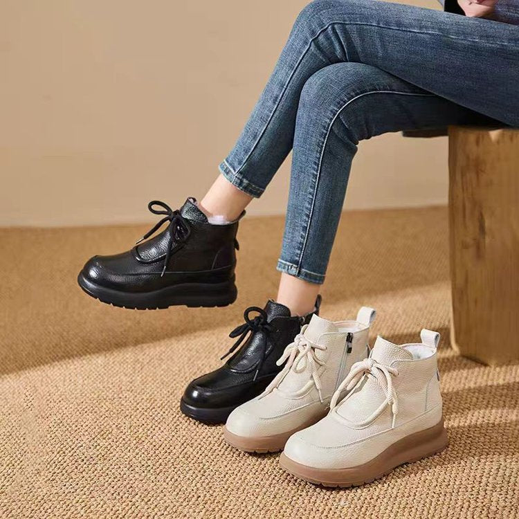 Damen Modische und bequeme Plateau-Stiefeletten Drune