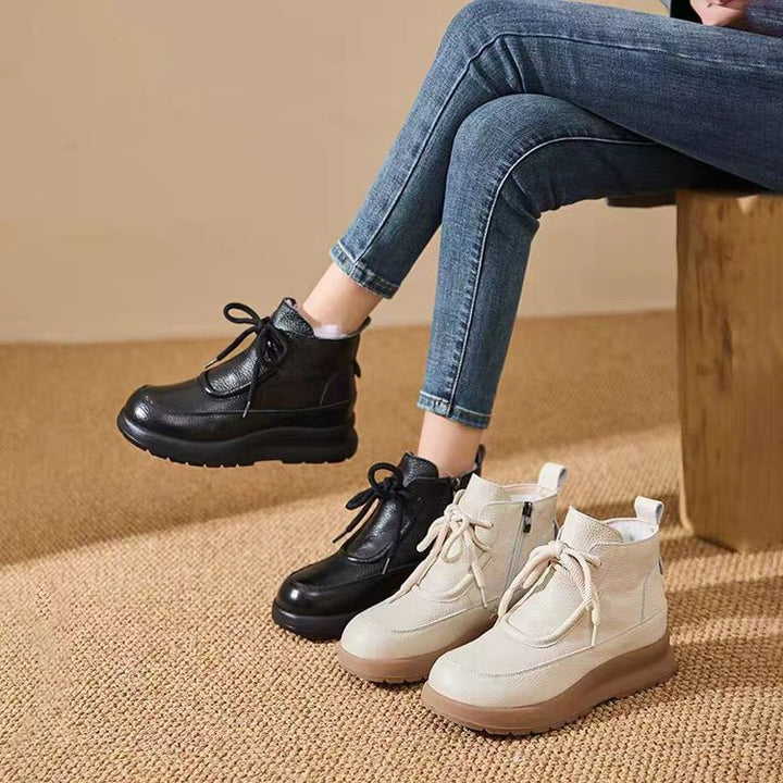 Damen Modische und bequeme Plateau-Stiefeletten Drune