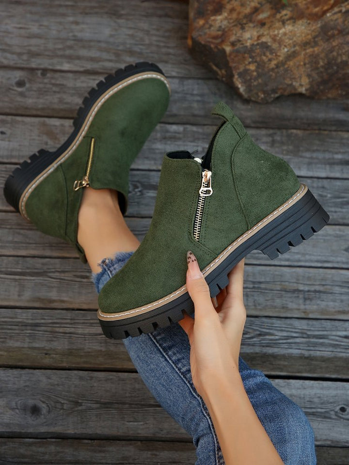 Damen Chelsea-Stiefelette mit profilierter Gummisohle und seitlichem Reißverschluss Drune