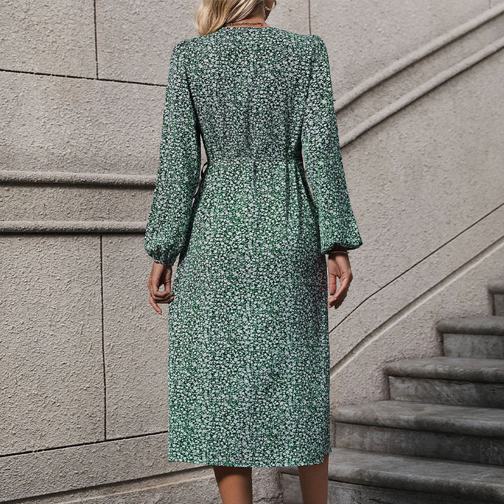 Damen Florales Wickel-Midikleid mit asymmetrischer Knopfleiste und geraffter Taille Drune