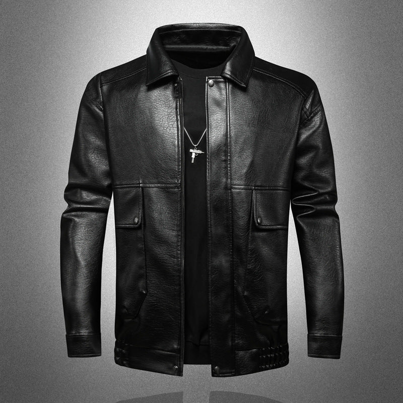 Herren Premium Kunstlederjacke mit praktischen Taschen Drune