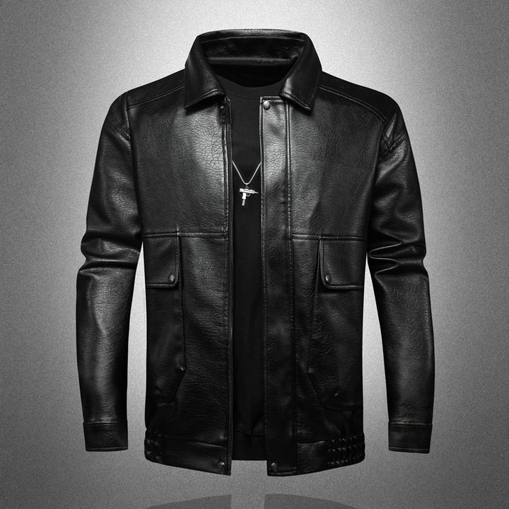 Herren Premium Kunstlederjacke mit praktischen Taschen Drune
