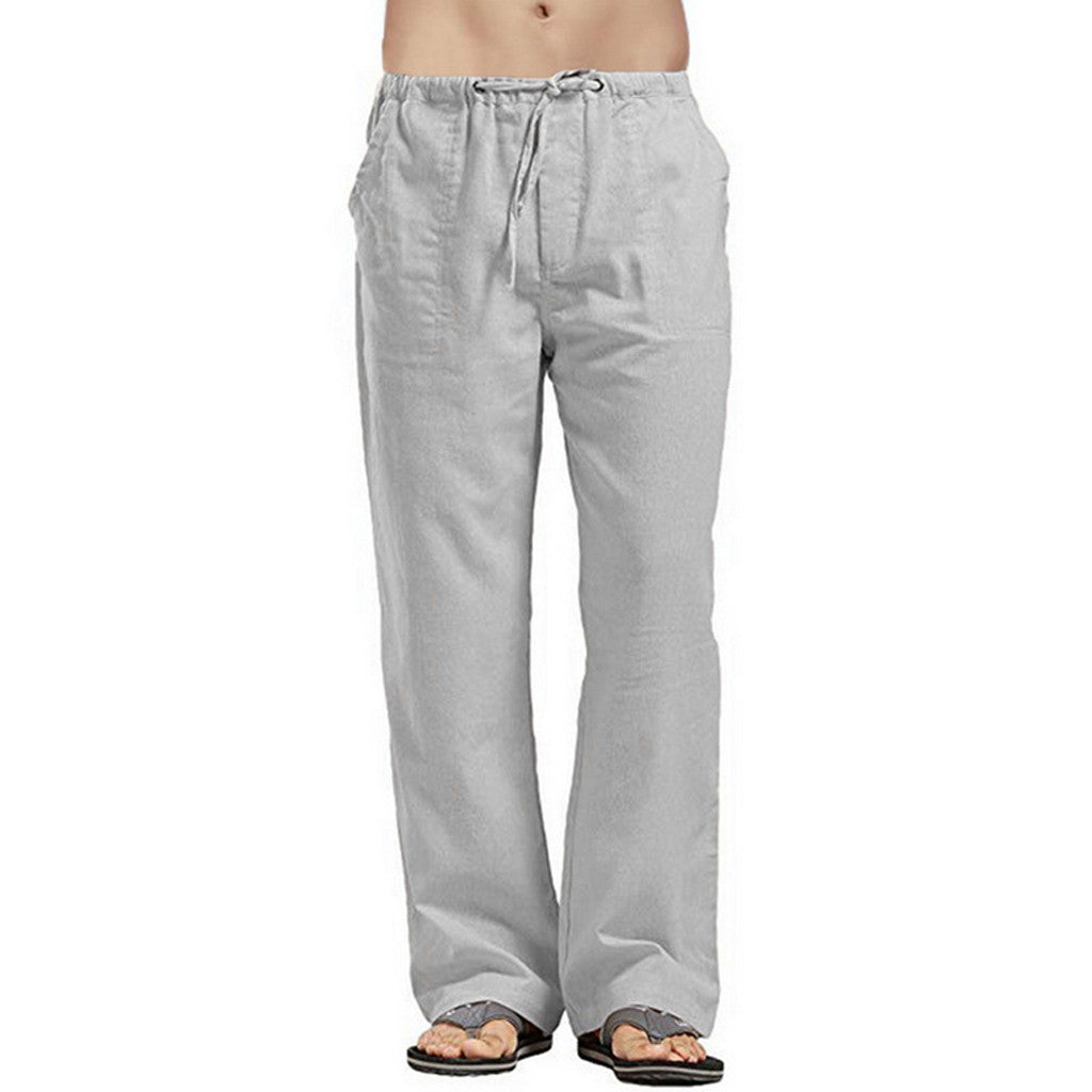 Herren nan lockere Leinenhose mit Tunnelzugbund und geradem Bein Drune