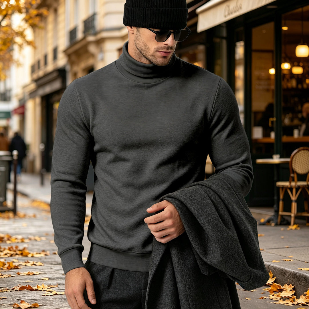 Herren Eleganter Baumwoll-Mix Rollkragenpullover Slim Fit Drune