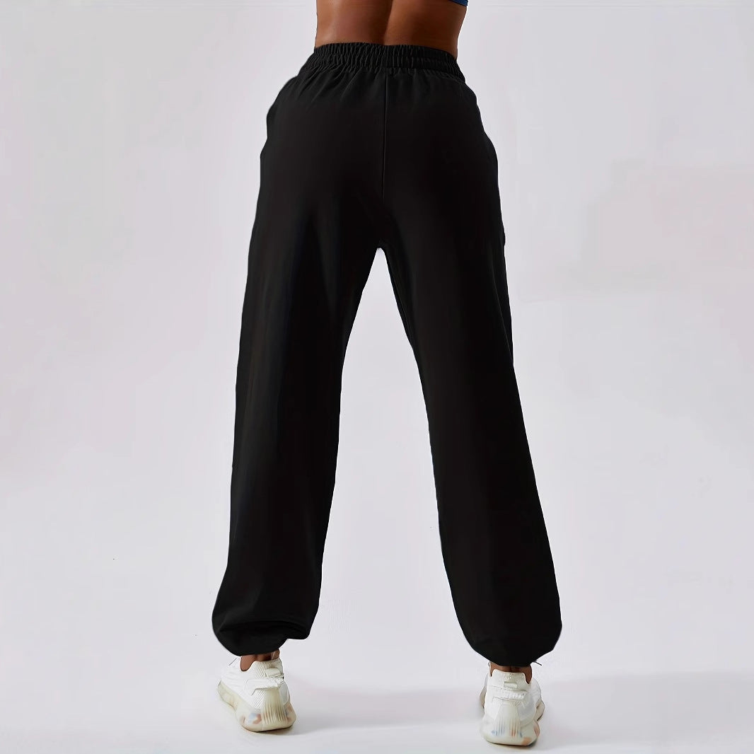 Damen lässige Sporthose mit hohem Bund und elastischen Bündchen Drune