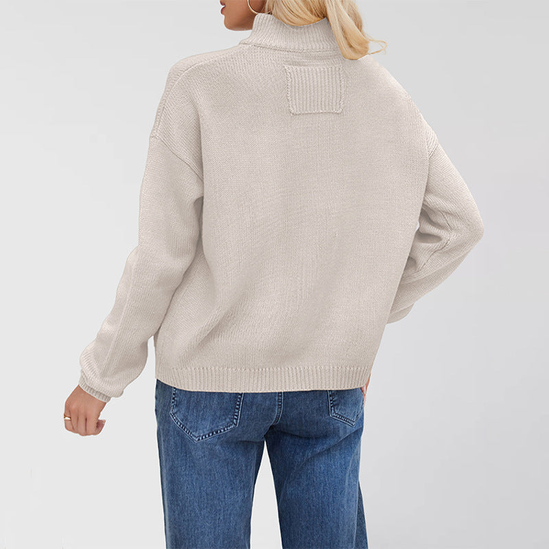 Damen Strickjacke mit Stehkragen und aufgesetzter Tasche Drune