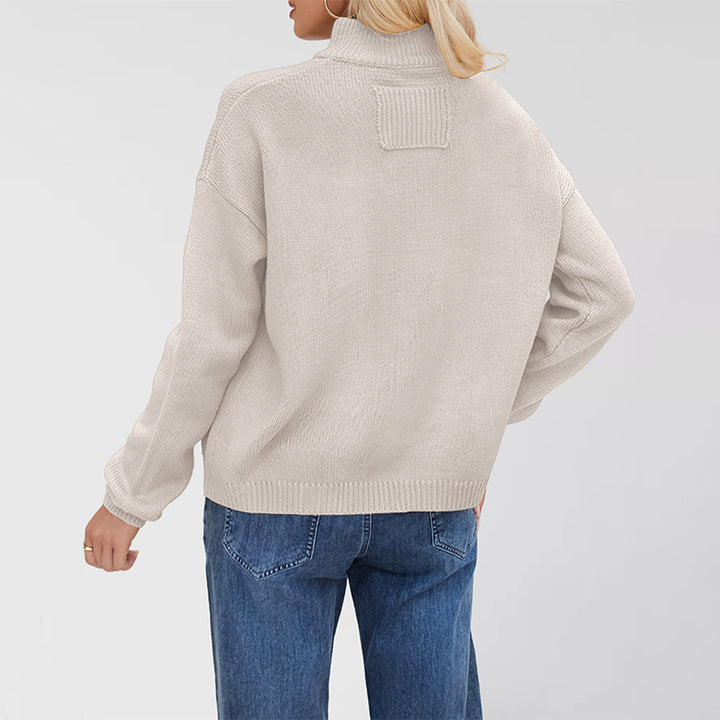 Damen Strickjacke mit Stehkragen und aufgesetzter Tasche Drune