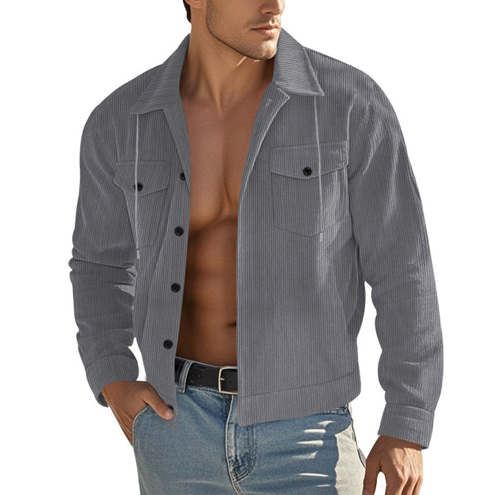 Herren nan Cord-Überhemdjacke mit Kentkragen, Druckknopfverschluss und aufgesetzten Brusttaschen Drune