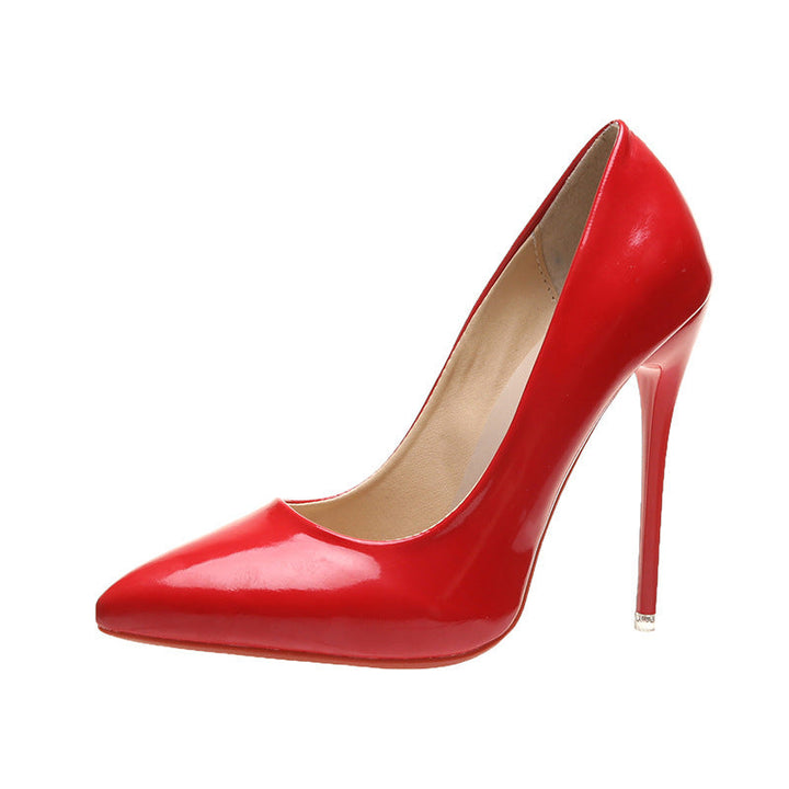 Damen elegante High Heels mit spitz zulaufender Zehenpartie und glänzender Oberfläche Drune