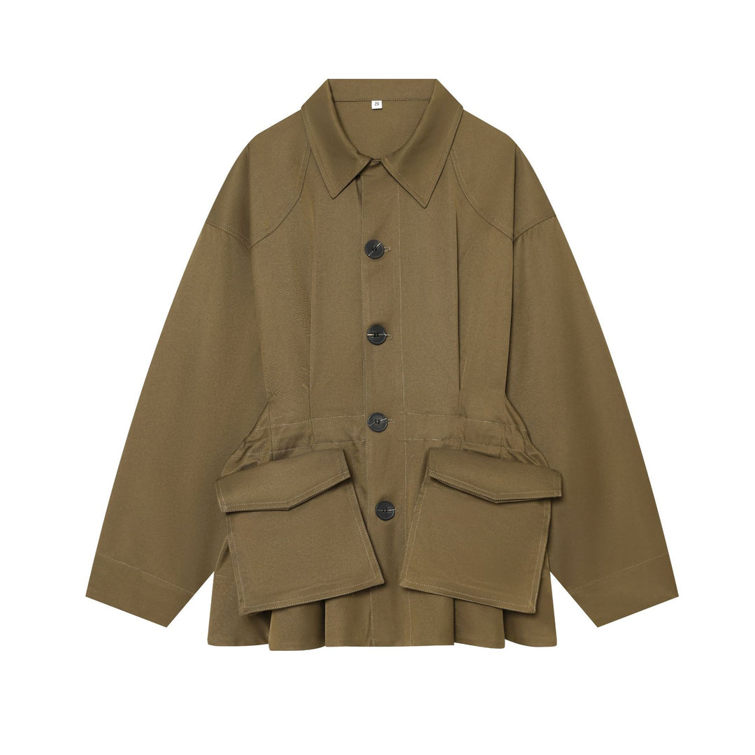 Damen nan oversized Utility-Jacke mit markanten Klappentaschen und Kordelzug Drune