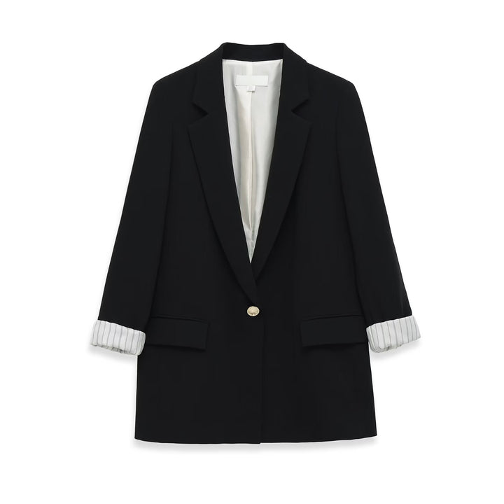 Damen Longline-Blazer mit aufgesetzten Pattentaschen und umgeschlagenen Ärmelaufschlägen Drune