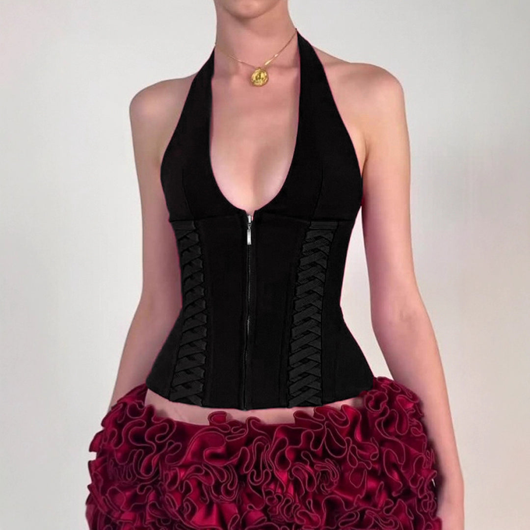 Damen Cropped Oberteil mit raffiniertem Schnürdesign Drune