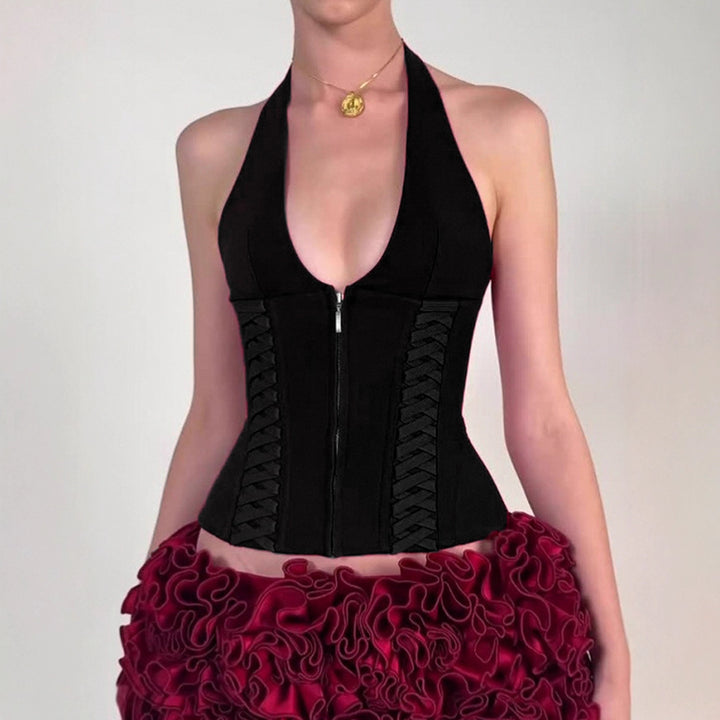 Damen Cropped Oberteil mit raffiniertem Schnürdesign Drune