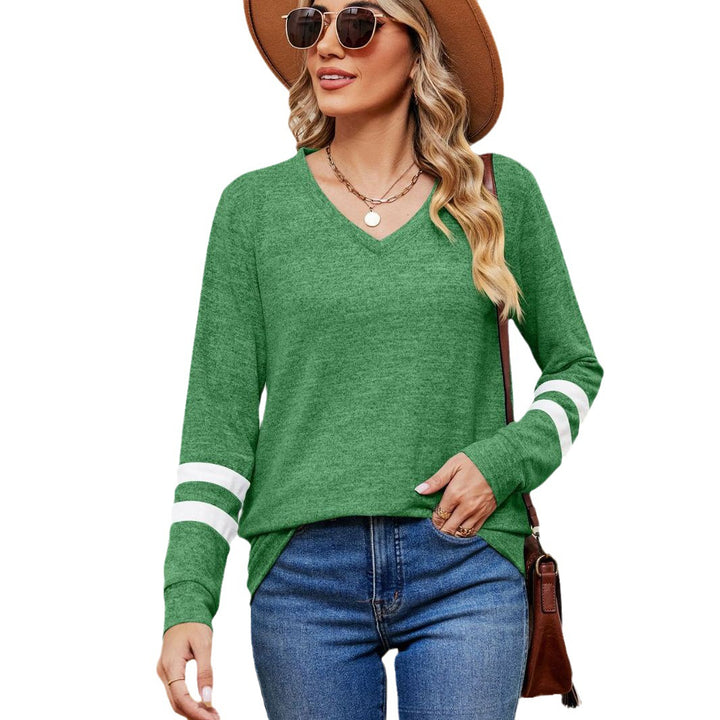 Damen V-Ausschnitt Sweatshirt mit grafischem Schulterdesign Drune