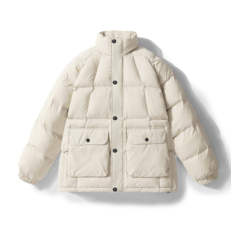 Herren Wattierte Steppjacke mit hohem Stehkragen, Druckknopfblende & großen Pattentaschen Drune