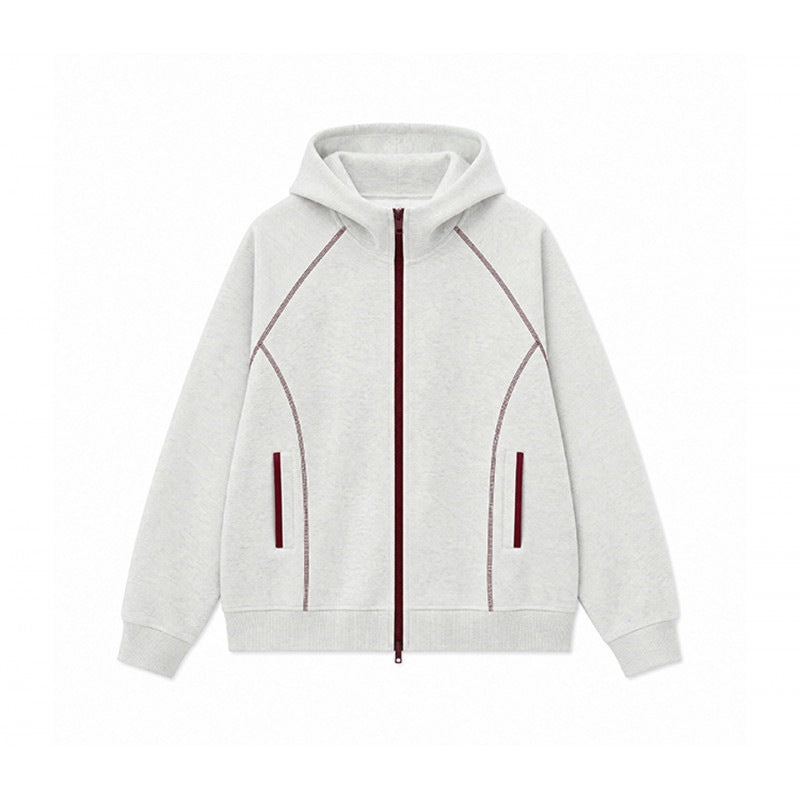 Herren Sportliche Kapuzen-Sweatjacke mit Kontrast-Reißverschluss und ergonomischen Nähten Drune