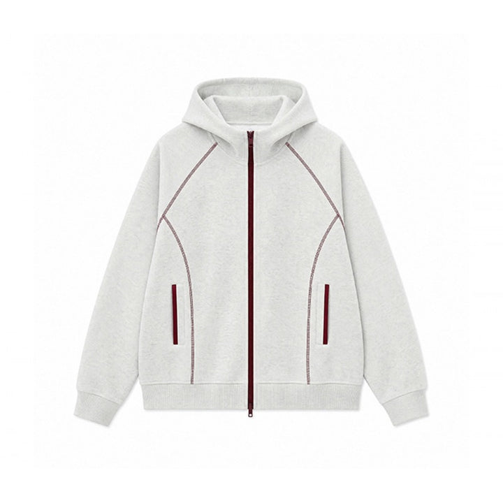 Herren Sportliche Kapuzen-Sweatjacke mit Kontrast-Reißverschluss und ergonomischen Nähten Drune