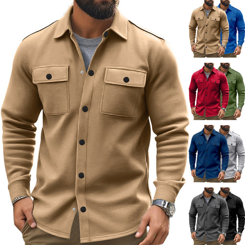 Herren nan robuste Wollfleece-Überhemdjacke mit aufgesetzten Brusttaschen und Druckknopfleiste Drune
