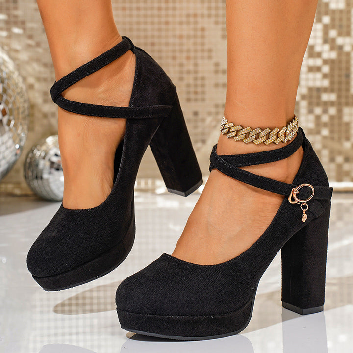 Damen Plateau-Pumps mit geflochtenem Riemen Drune