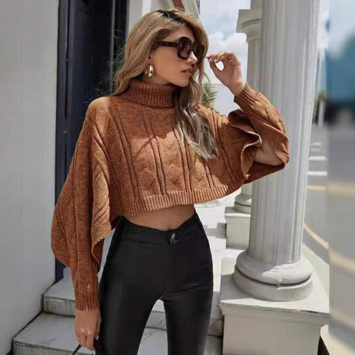 Damen kuscheliger Rollkragenpullover mit weitem Schnitt und strukturiertem Design Drune