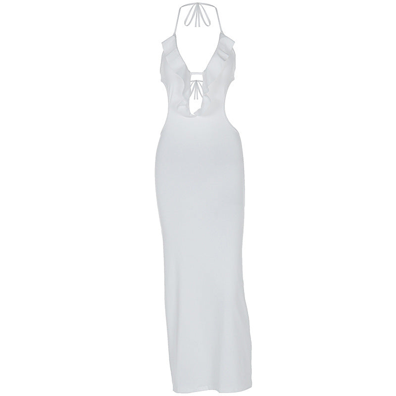 Damen Maxikleid mit Rüschendekor und figurbetontem Schnitt Drune