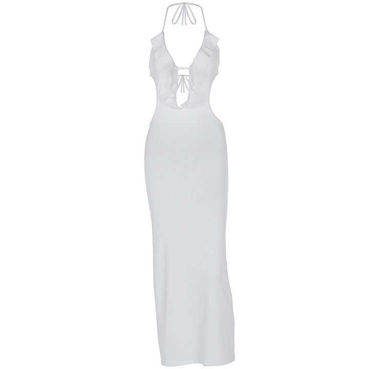 Damen Maxikleid mit Rüschendekor und figurbetontem Schnitt Drune