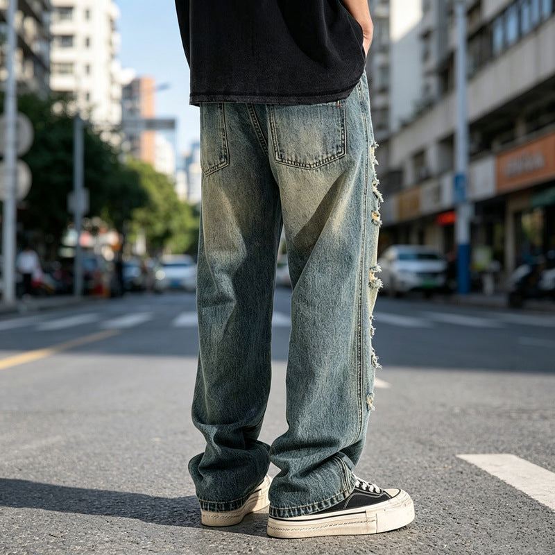 Herren Destroyed Jeans Drune