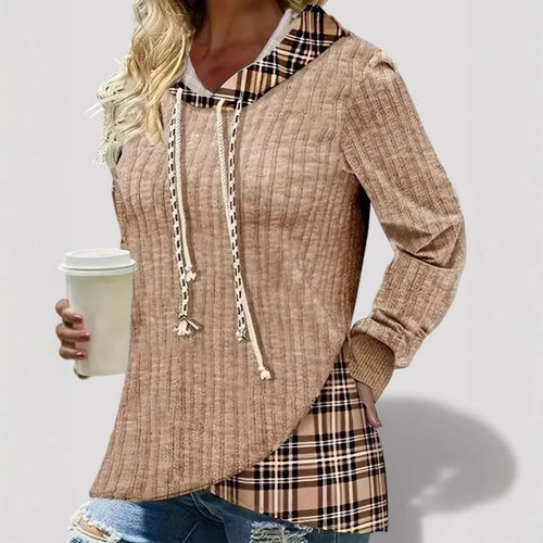 Damen Modisches Langarm-Hemd mit Karomuster