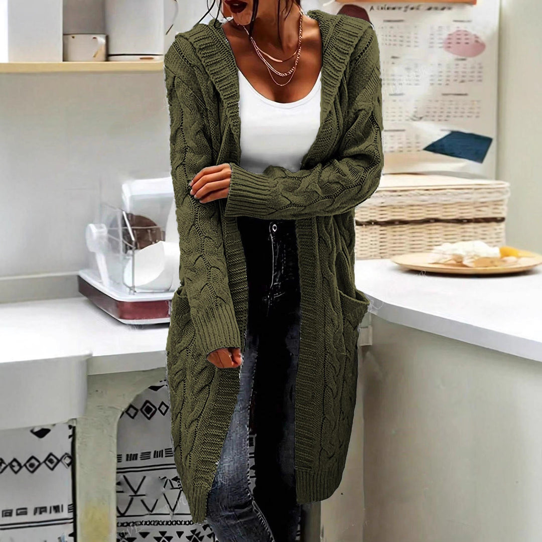 Damen Grobstrick Cardigan mit seitlichen Taschen und strukturiertem Zopfdesign Drune