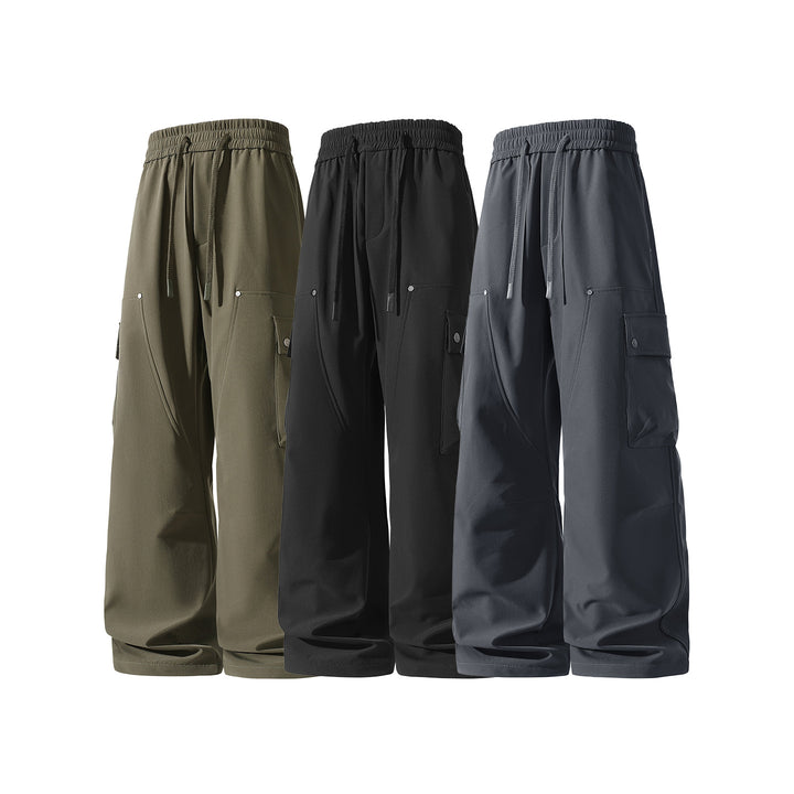 Damen Weite Cargo-Shorts mit elastischem Tunnelzugbund und Multifachtaschen Drune