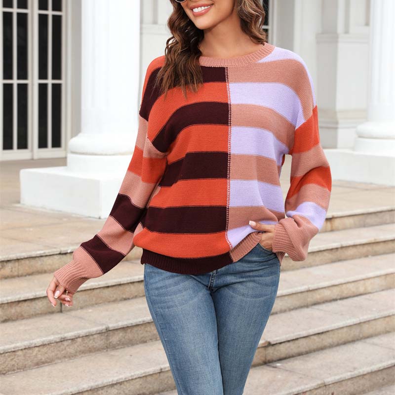Drune | Farbiger Gestreifter Strickpullover Mit Stil