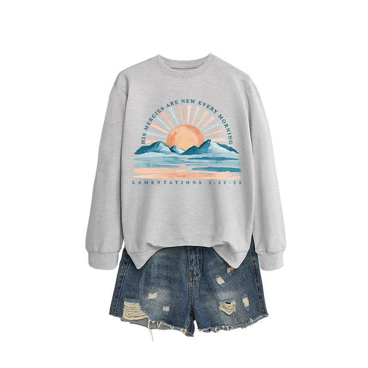 Damen Sweatshirt mit inspirierendem Sonnenaufgangsdesign und lässigem Schnitt Drune