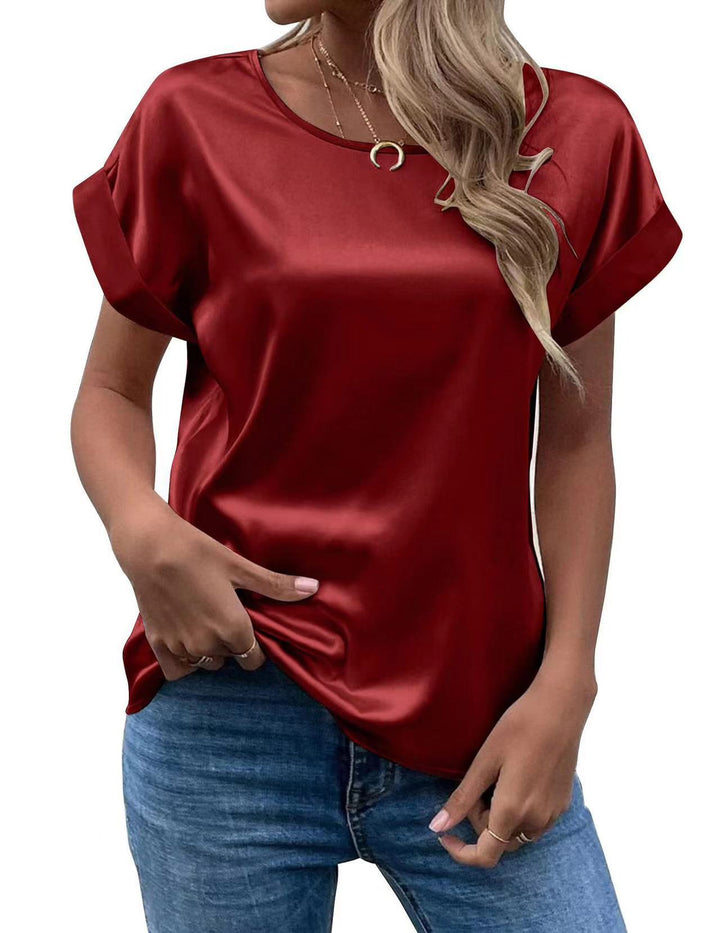 Damen Satin T-Shirt mit elegante Details Drune