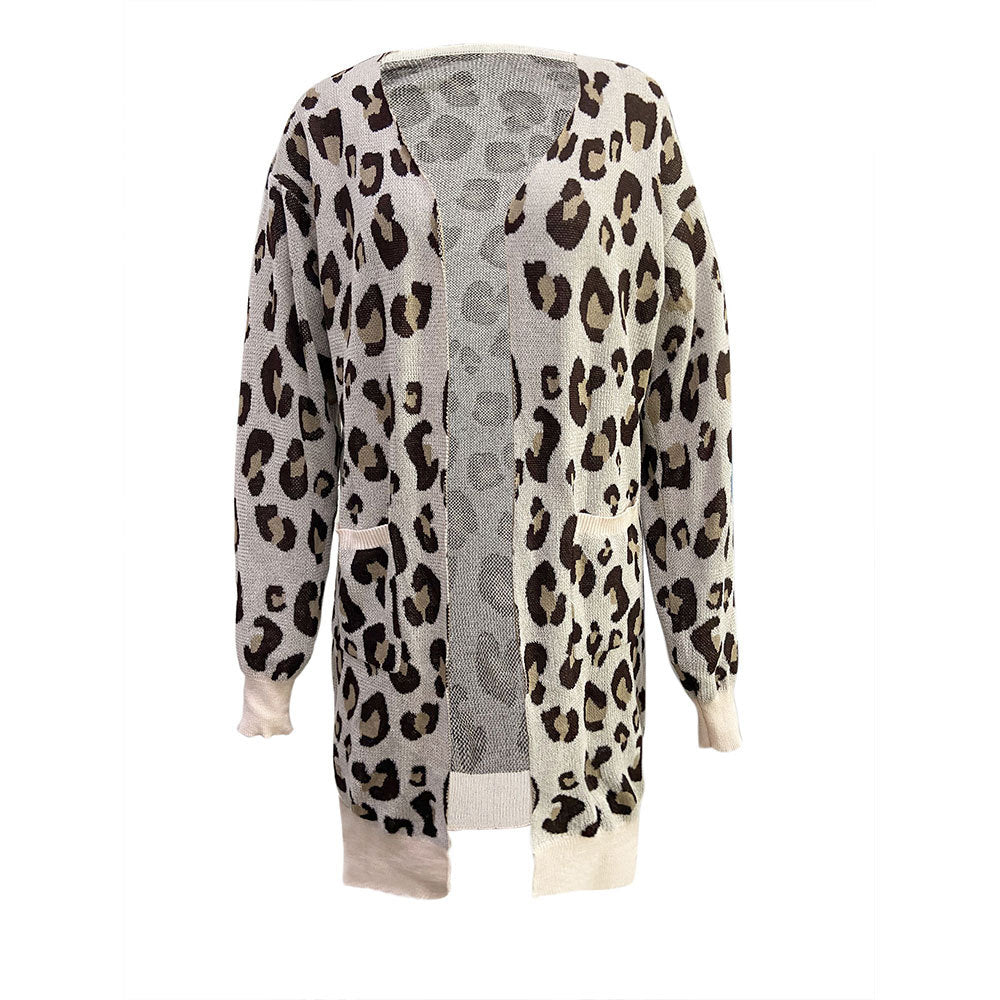 Damen Cardigan mit Leopardenmuster und praktischem Taschen Drune